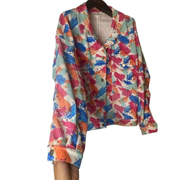 Boutique Emily Wonder sz L multicolor corduroy shacket - Picture 5 of 10